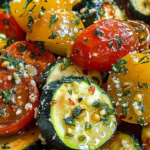 Roasted Garlic-Parmesan Zucchini, Squash, and Tomatoes
