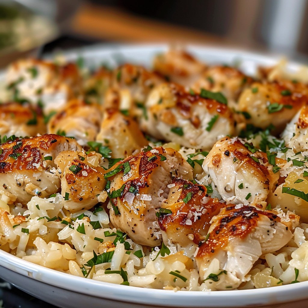 Chicken Scampi with Garlic Parmesan Rice