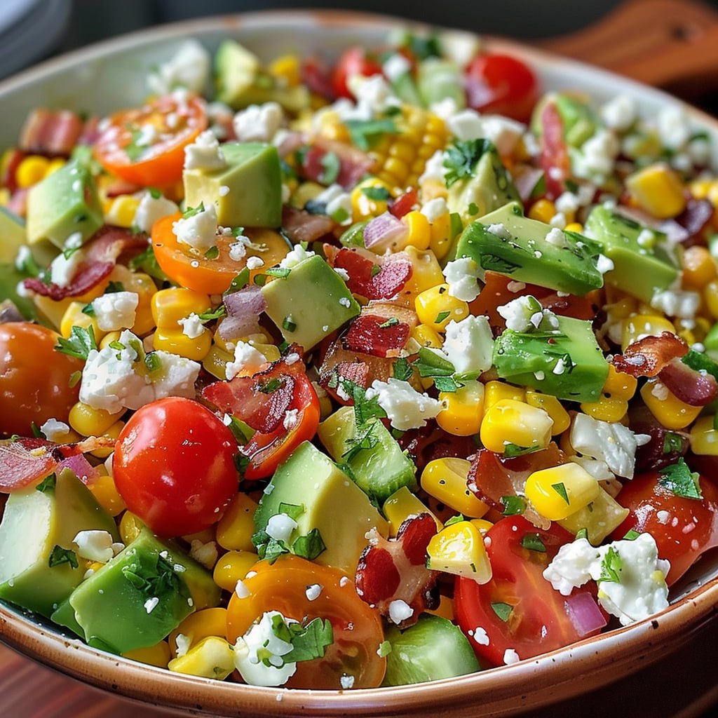 Avocado Corn Tomato Salad with Bacon