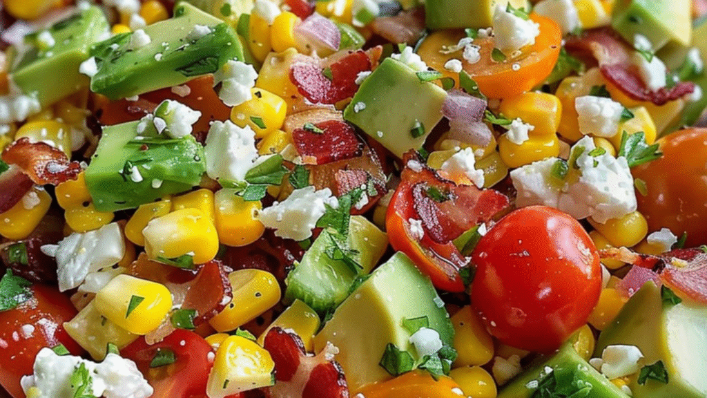 Avocado Corn Tomato Salad with Bacon