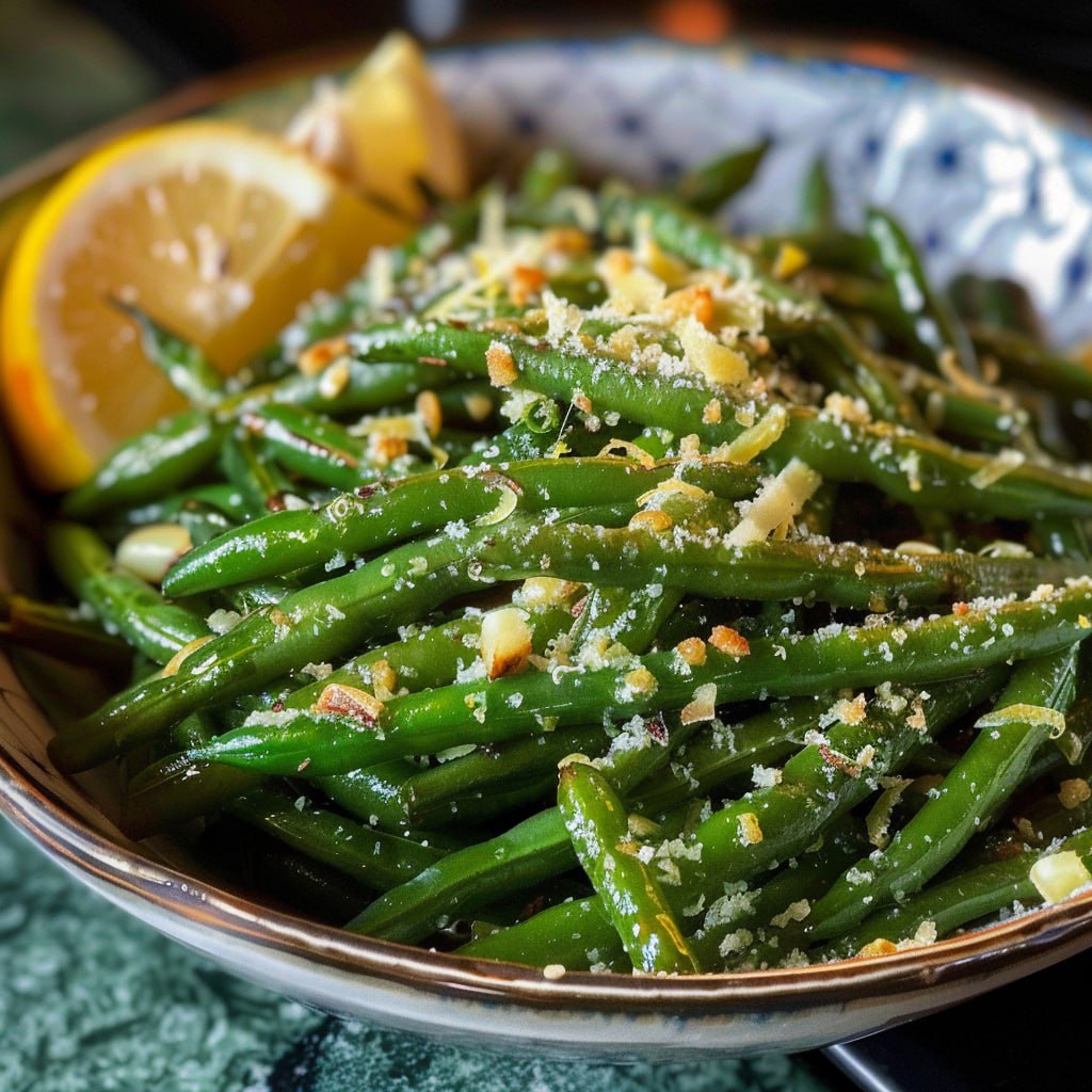 Garlic Green Beans with Olive Oil, Lemon, and Parmesan